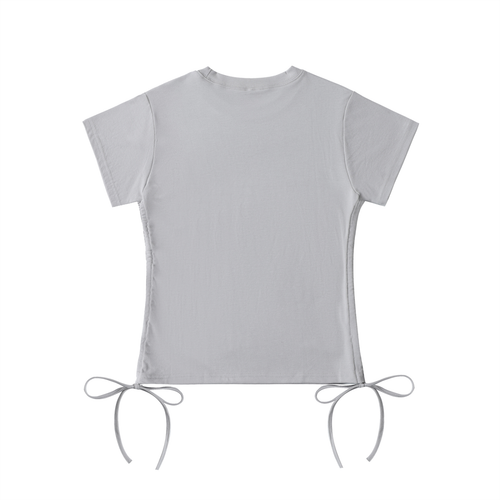 88 Bow Drawstring T-Shirt Grey