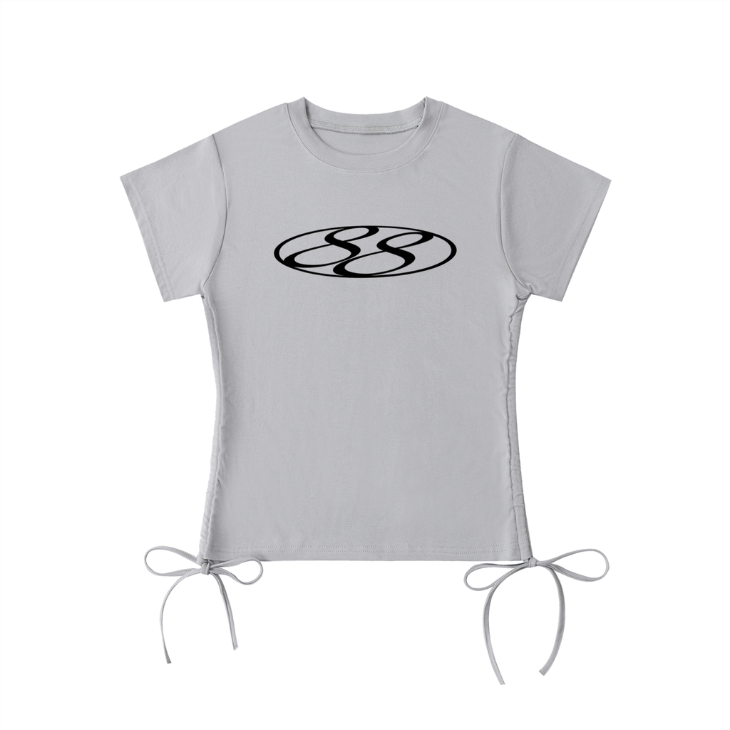 88 Bow Drawstring T-Shirt Grey
