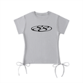 88 Bow Drawstring T-Shirt Grey
