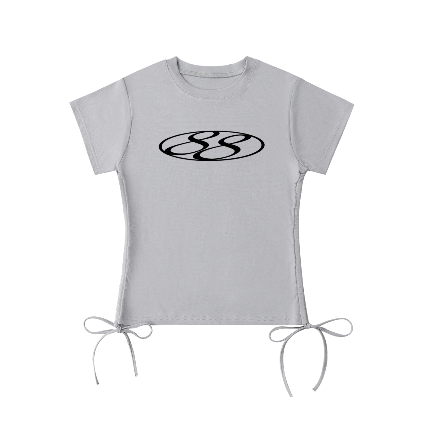 88 Bow Drawstring T-Shirt Grey