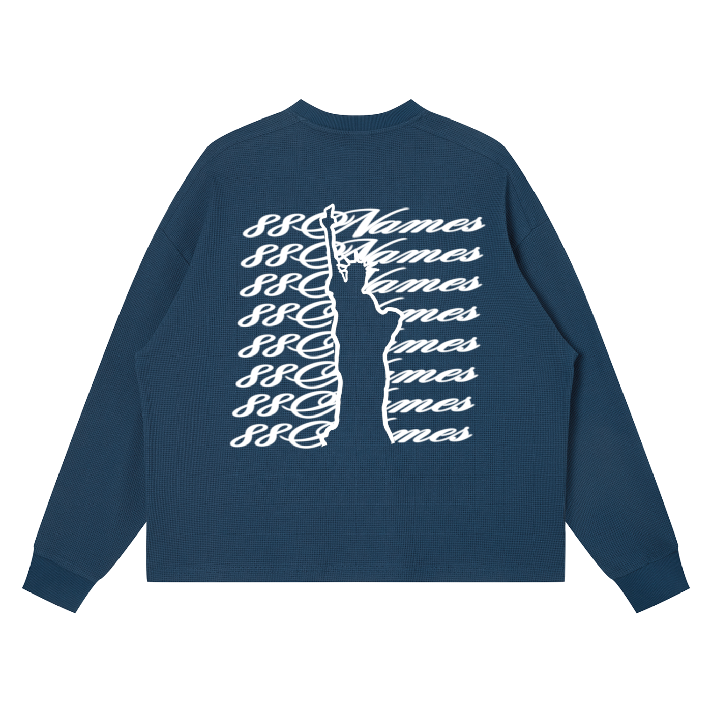88Names Haze Blue Waffle Boxy Long Sleeve T-shirt